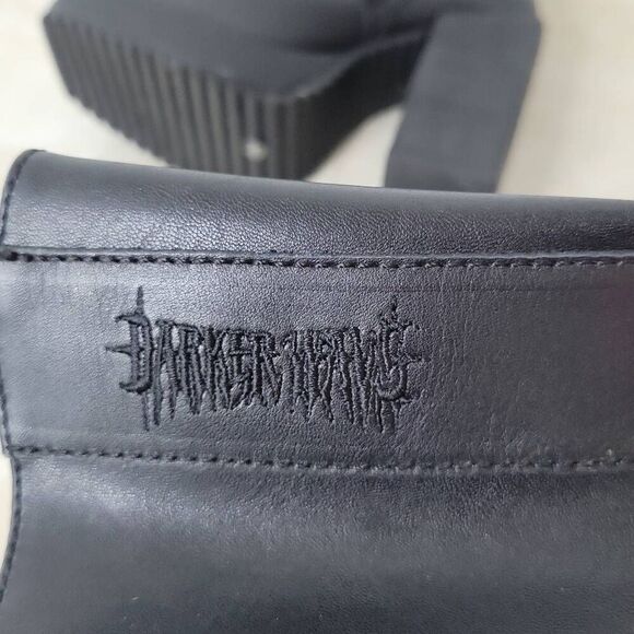 Darker Wavs Leather Square Toe Platform Heeled Boots Y2K Goth Size 8M Womens - Picture 10 of 12